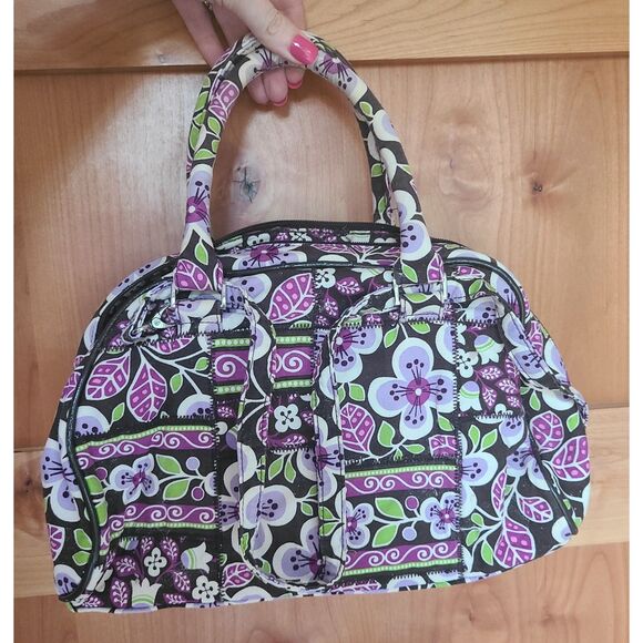 Vtg Vera Bradley Y2K Plum Petals Tote & Travel Bag Set Floral {Retired Pattern} - Picture 2 of 11